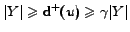 $\vert Y\vert \geqslant \mathrm{d^+}(u) \geqslant \gamma\vert Y\vert$