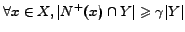 $ \forall x \in X, \vert N^+(x) \cap Y\vert \geqslant \gamma\vert Y\vert$