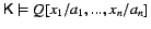 ${\sf K}\models Q[x_1 / a_1,...,x_n/a_n]$