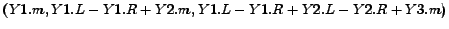 $ (Y1.m,Y1.L-Y1.R+Y2.m, Y1.L-Y1.R+Y2.L-Y2.R+Y3.m)$