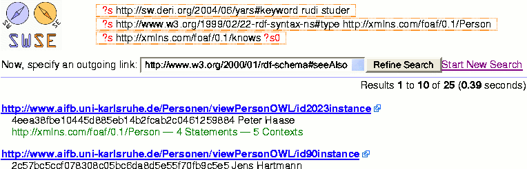 Figure 2: SWSE prototype screenshot