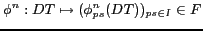 $\phi^{n}:DT\mapsto (\phi^{n}_{ps}(DT))_{ps\in I}\in F$